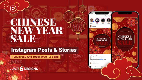 Quảng cáo năm mới trên ứng dụng - Chinese New Year Sale Instagram Ad V99